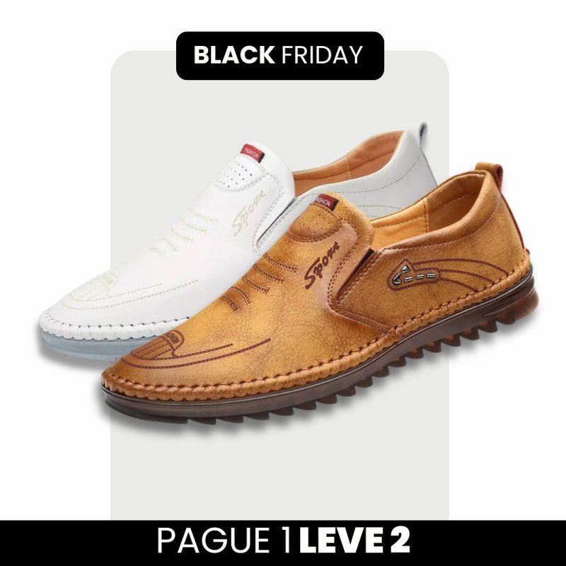 Mocassim Ortopédico Sport em Couro Legítimo